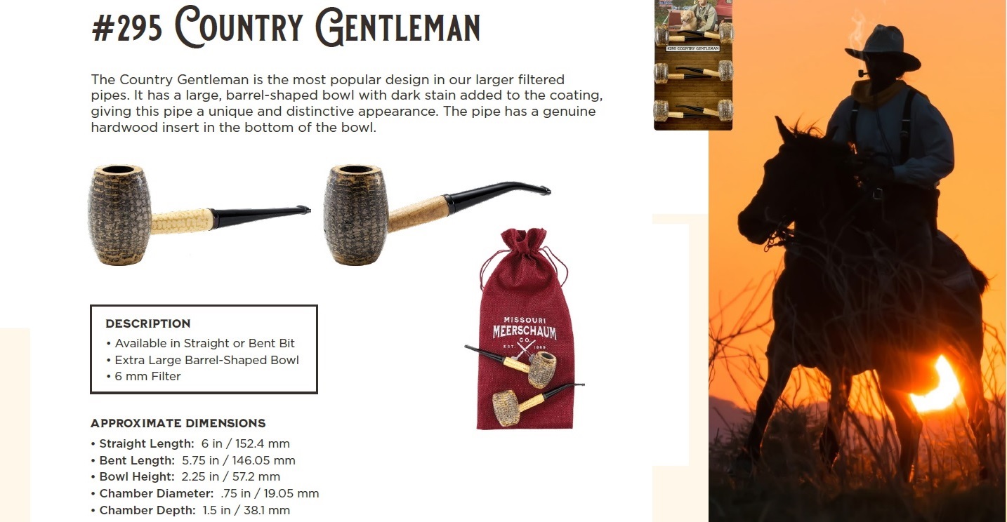 Missouri Meerschaum - Country Gentleman Corn Cob Pipe Bent - CigarSpots